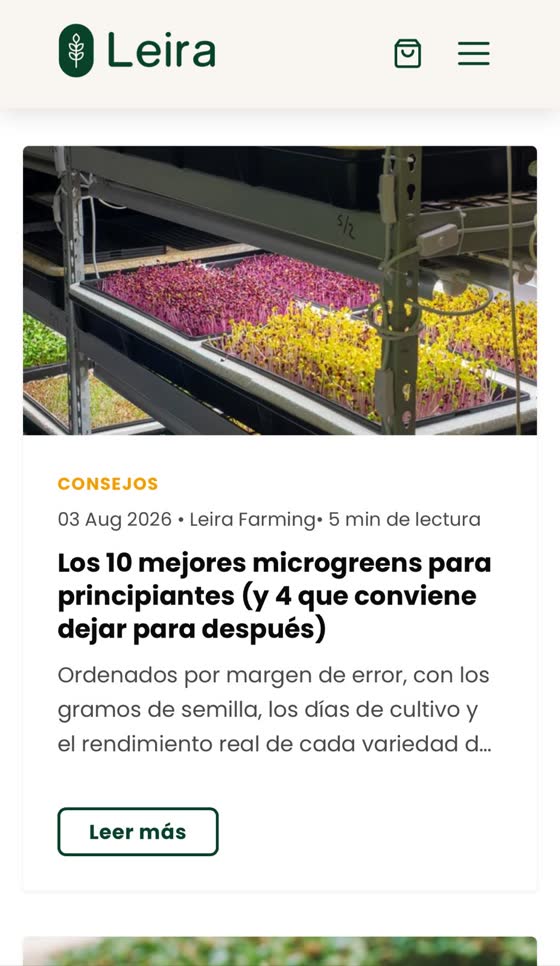 Vista previa de la tienda: un artículo del blog sobre los mejores microgreens para empezar.